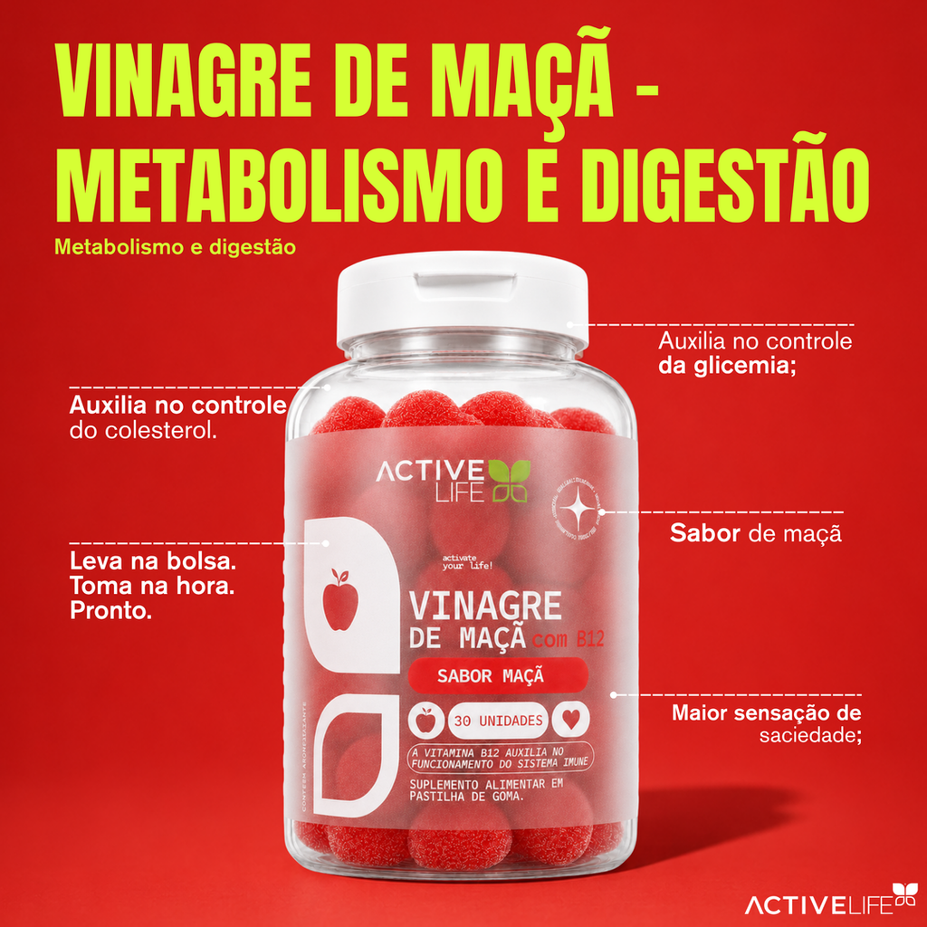 Gummy Vinagre de Maçã + Cromo 30 Gomas - Active Life