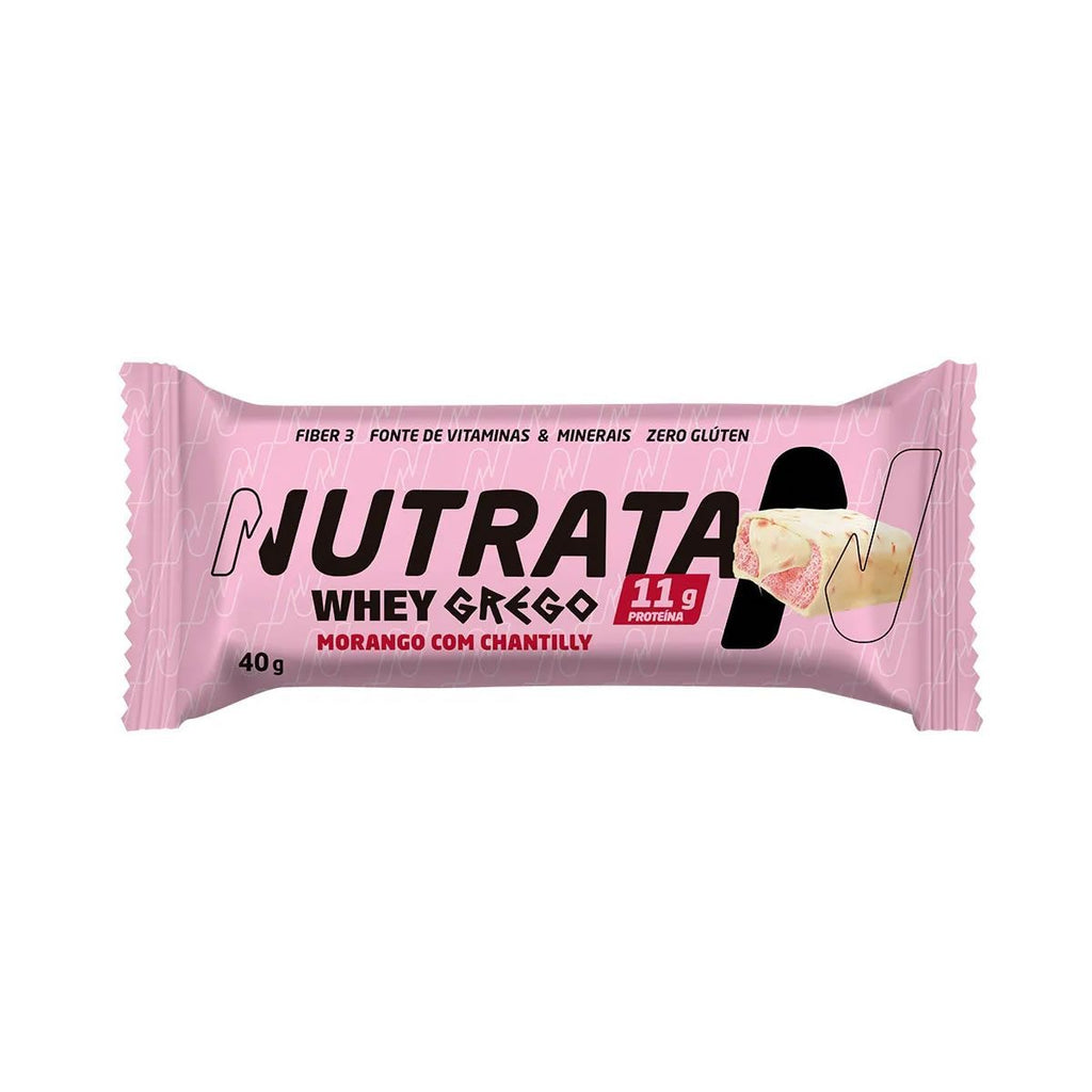 Display c/ 12 Whey Grego Bar Morango com Chantilly 40g - Nutrata