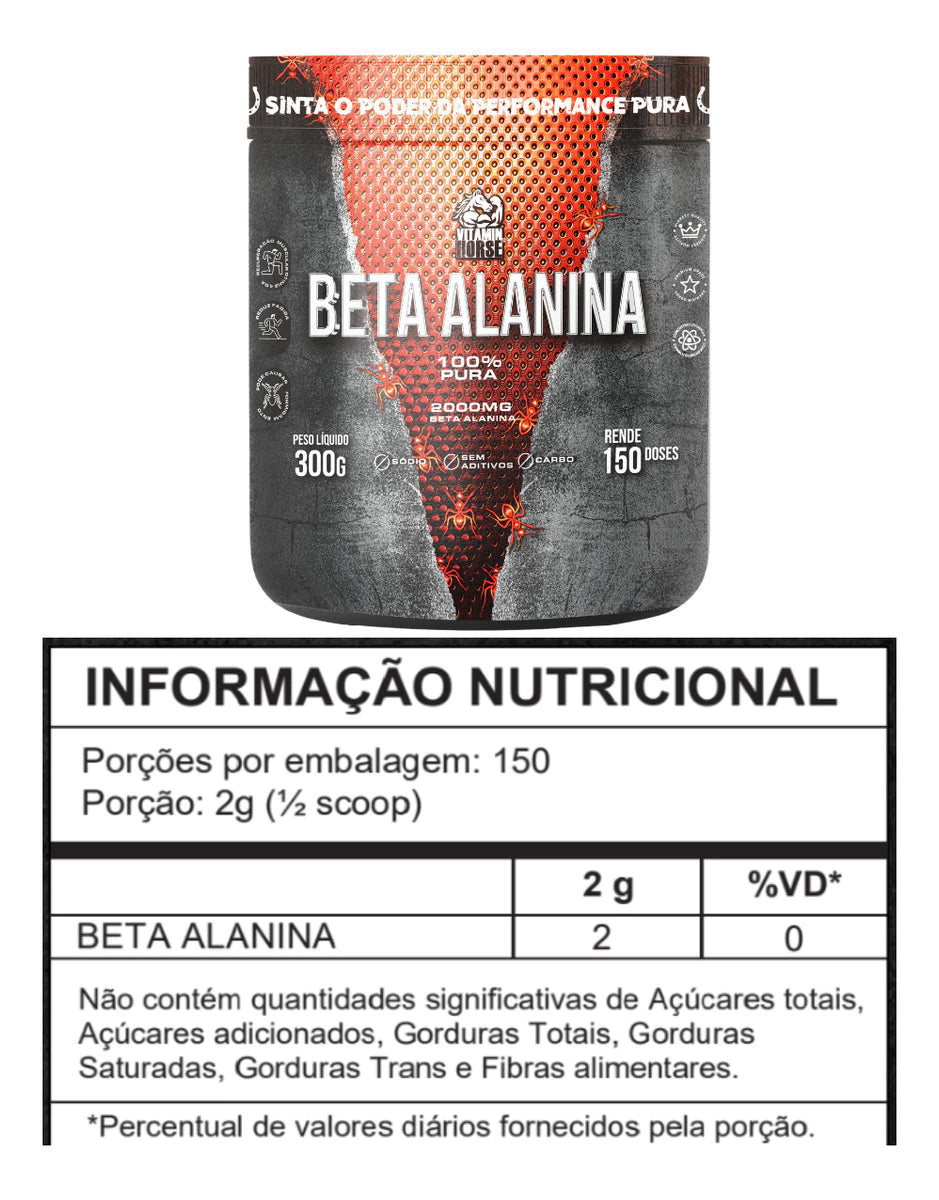 Beta Alanina 100% Pura 300g - Vitamin Horse