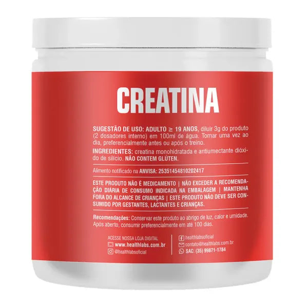 Creatina 300g 100% Pura Monohidratada - Health Labs