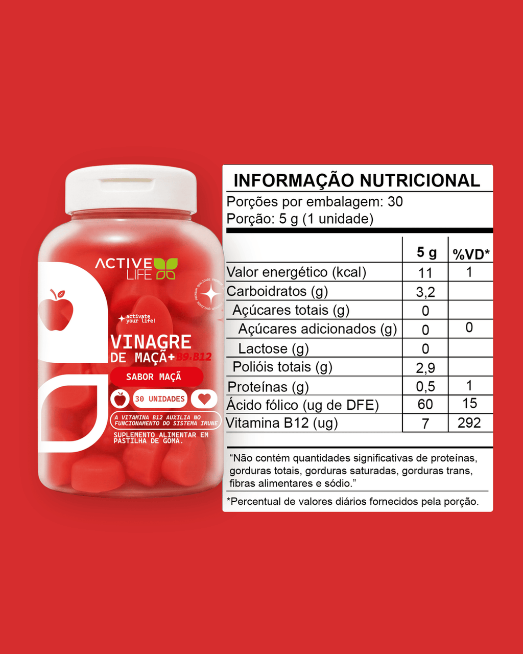 Gummy Vinagre de Maçã + Cromo 30 Gomas - Active Life