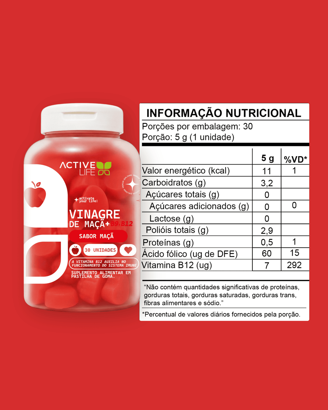 Gummy Vinagre de Maçã + Cromo 30 Gomas - Active Life