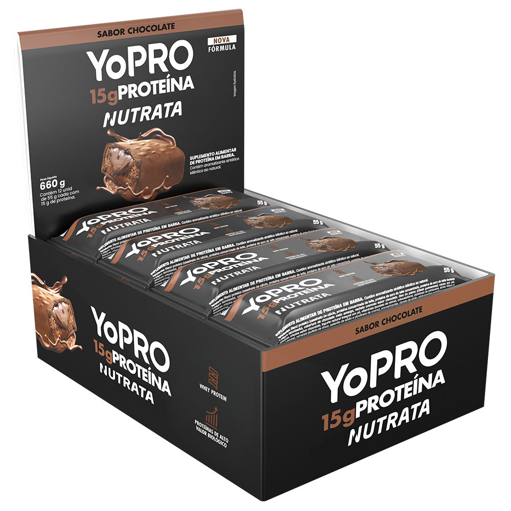 Display C/ 12 Barras YoPro Chocolate 55g - Nutrata