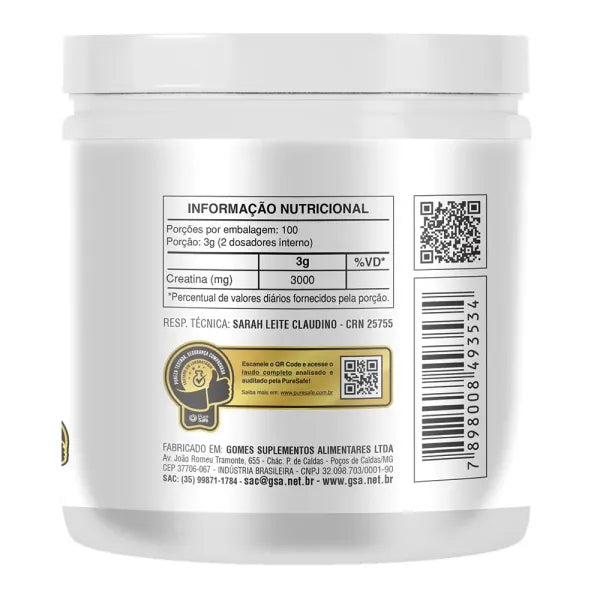 Creatina 300g 100% Pura Monohidratada - Health Labs