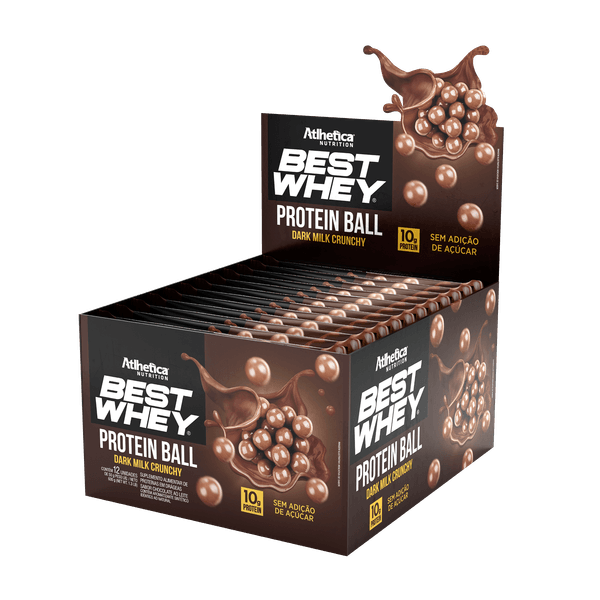 Caixa c/ 12 Best Whey Protein Ball 50g - Chocolate ao Leite - Atlhetica