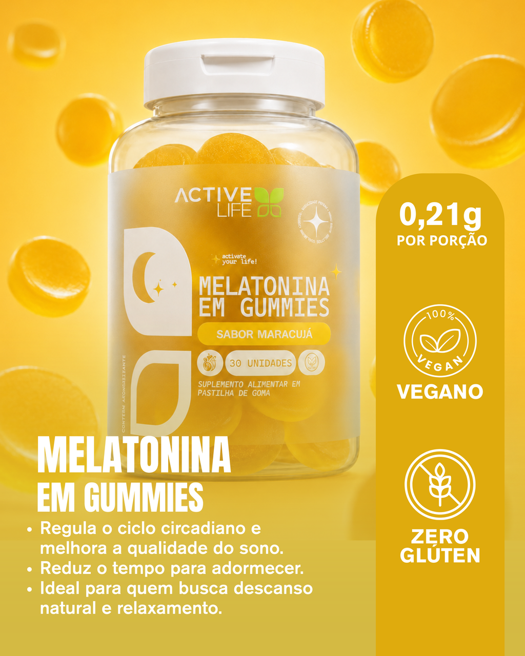 Gummy Melatonina 30 Gomas - Active Life