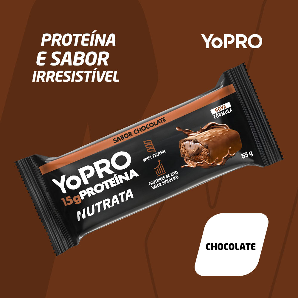 Display C/ 12 Barras YoPro Chocolate 55g - Nutrata