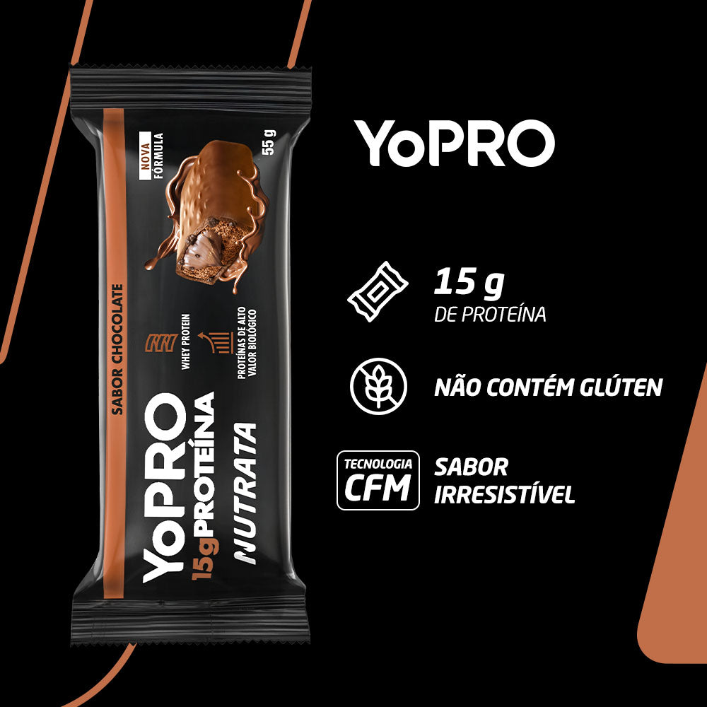 Display C/ 12 Barras YoPro Chocolate 55g - Nutrata