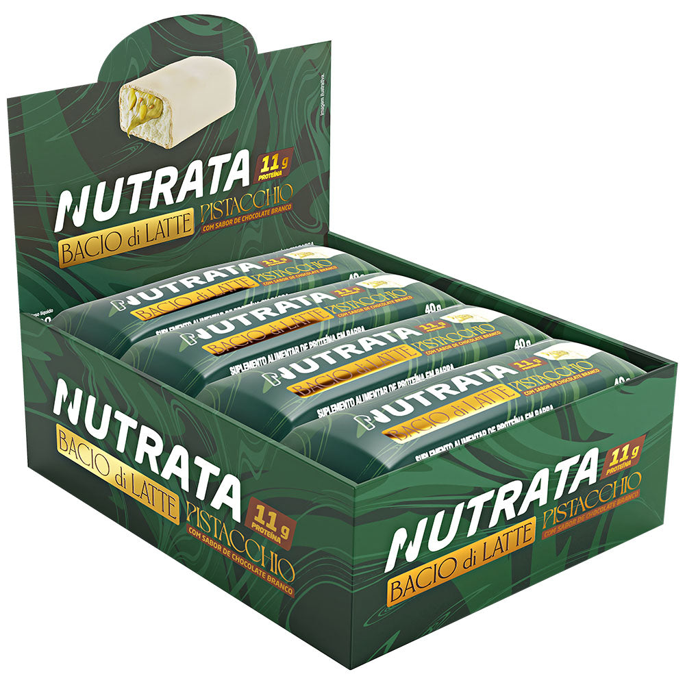 Display C/ 12 Barras Bacio Di Latte Pistache 40g - Nutrata