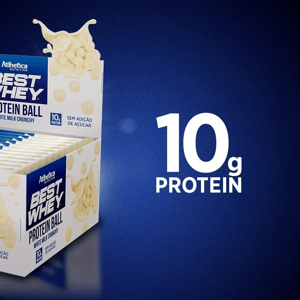 Caixa c/ 12 Best Whey Protein Ball 50g - Chocolate Branco - Atlhetica
