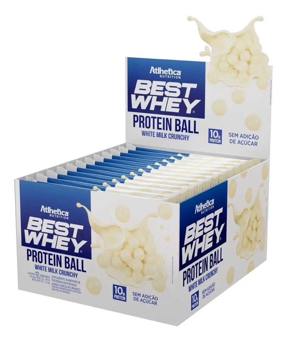 Caixa c/ 12 Best Whey Protein Ball 50g - Chocolate Branco - Atlhetica