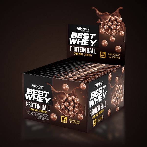 Caixa c/ 12 Best Whey Protein Ball 50g - Chocolate ao Leite - Atlhetica