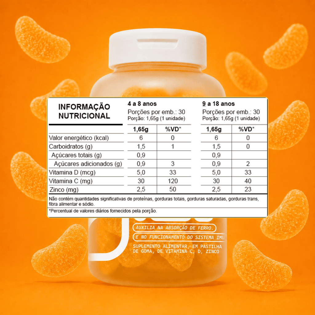 Gummy Vitamina C, D e Zinco 30 Gomas - Active Life