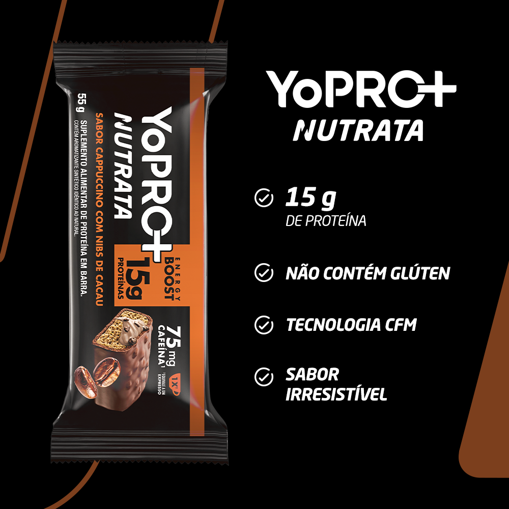 Display C/ 12 Barras Nutrata YoPro 55g - Cappuccino